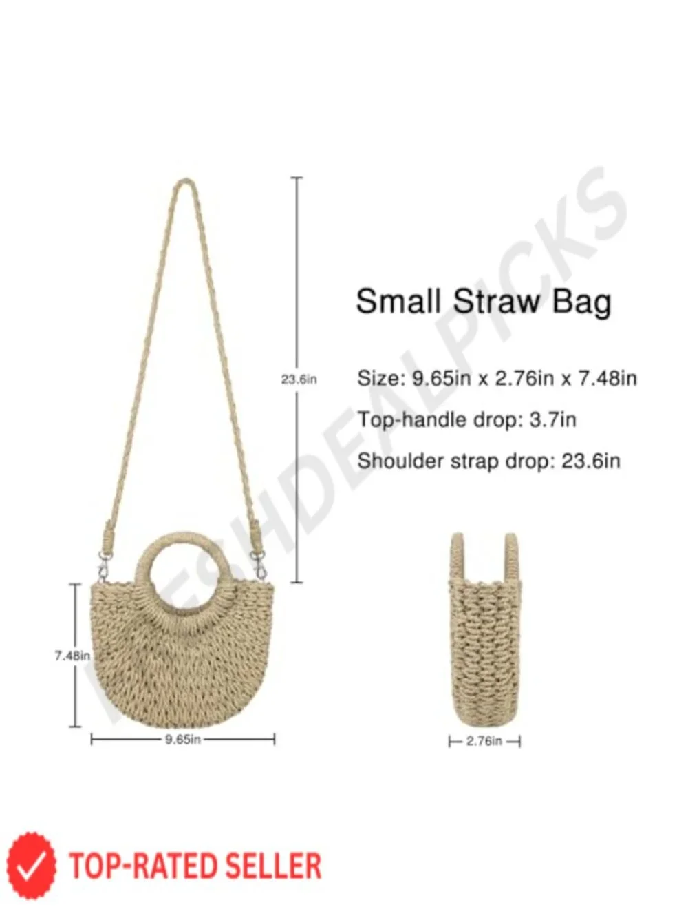 Handwoven Straw Beach Bag Woven Crossbody Shoulder Satchel with Top Handle